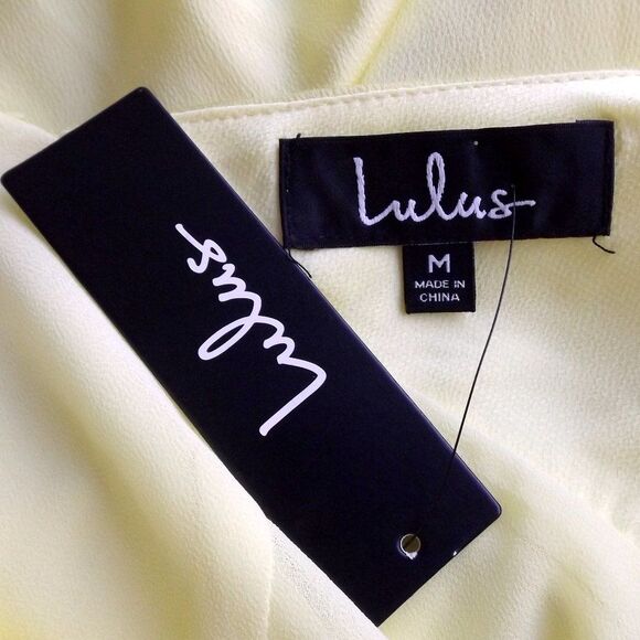 new LULUS Midi Dress, M, Yellow, Open Back, Halter/Buttons, Single vent - Picture 12 of 15